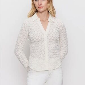Sanctuary Dreamgirl Lace Button Up Top Chalk